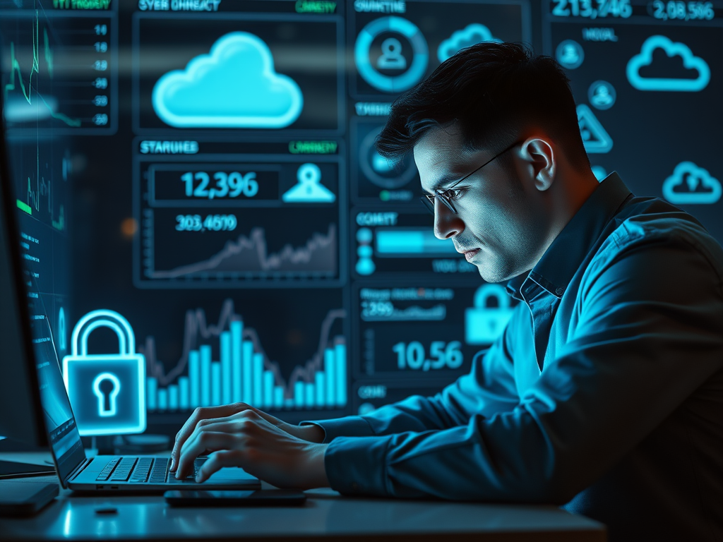 cybersecurity technician on laptop