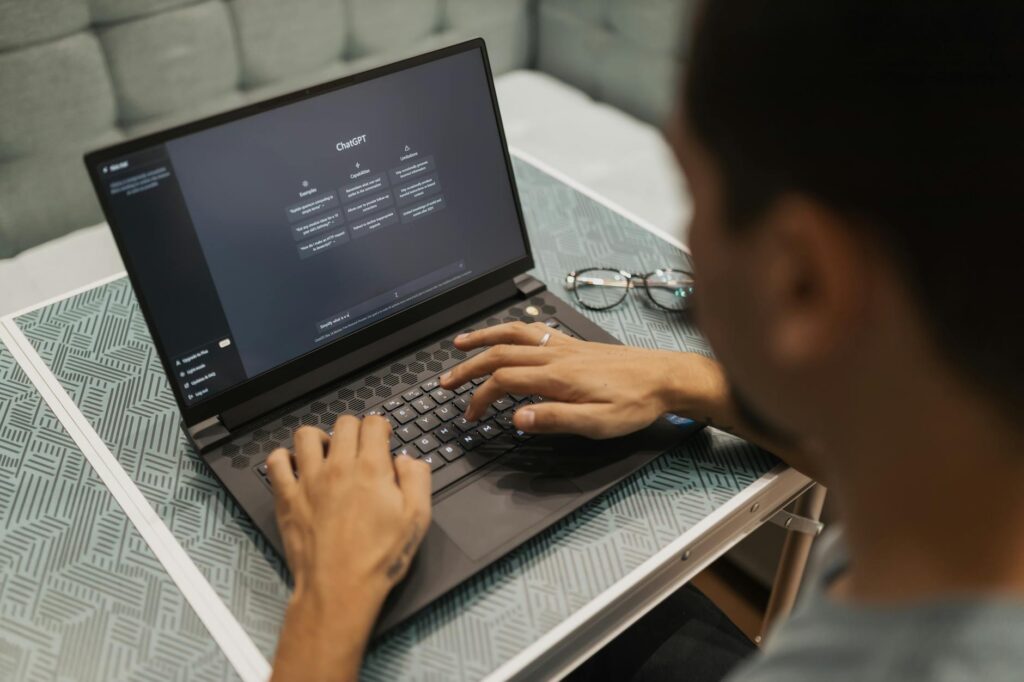 laptop with chatgpt ai system