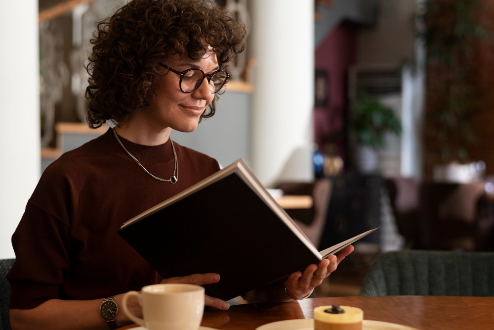 woman reading a book