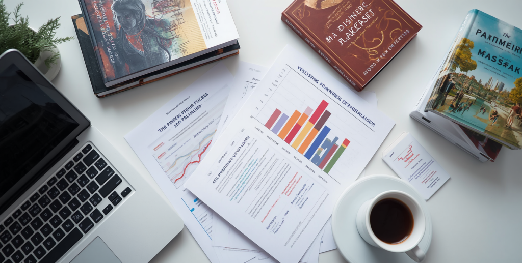 laptop and book publishing and data reports