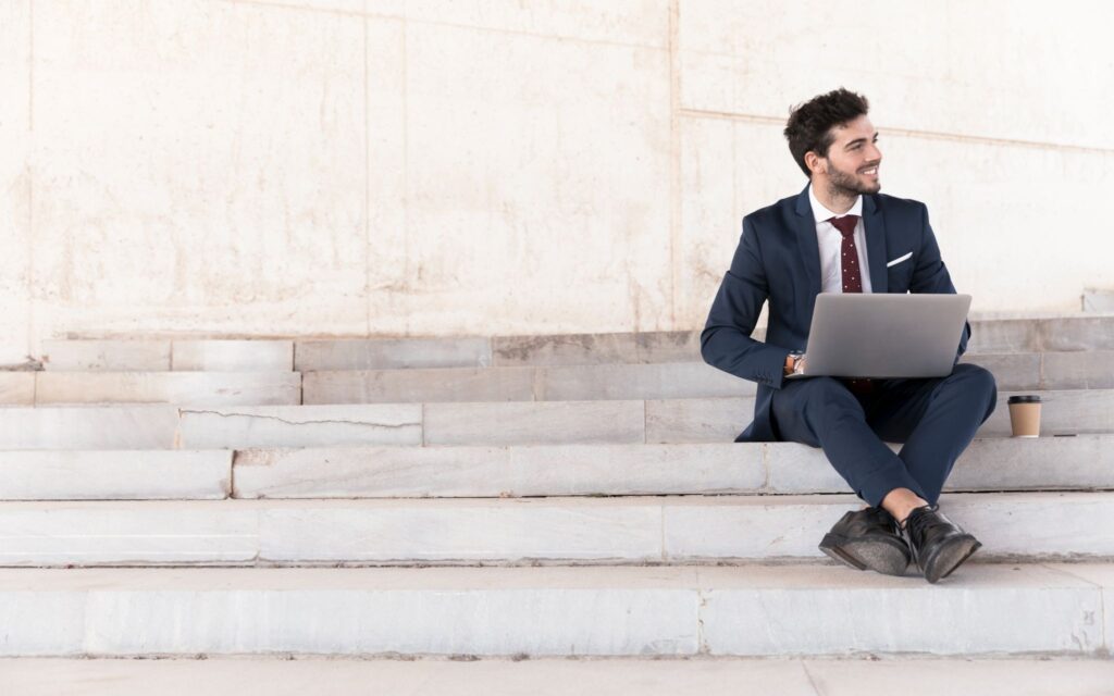 business man with laptop